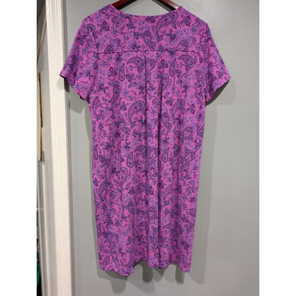 J. Jill Wearever Collection Stretch Knit Dress Petite Paisley Purple Pockets L P - Picture 2 of 16